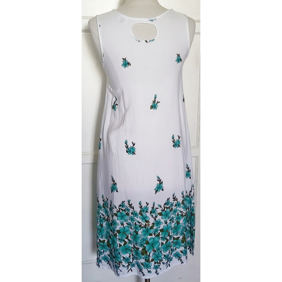 Sweet Lady teal floral white sleeveless dr… - Picture 4 of 7